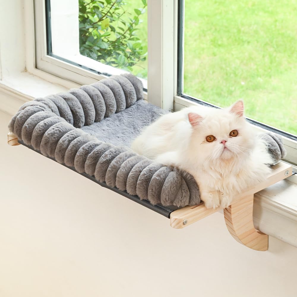 Valigogo percha de ventana para gatos, nube suave para descanso cómodo.