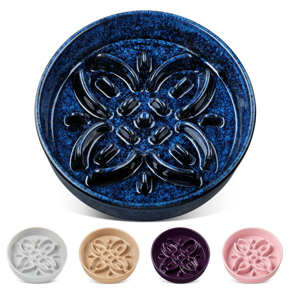 Vancasso cuenco cerámico para perro, diseño floral con laberinto que ralentiza la ingesta.