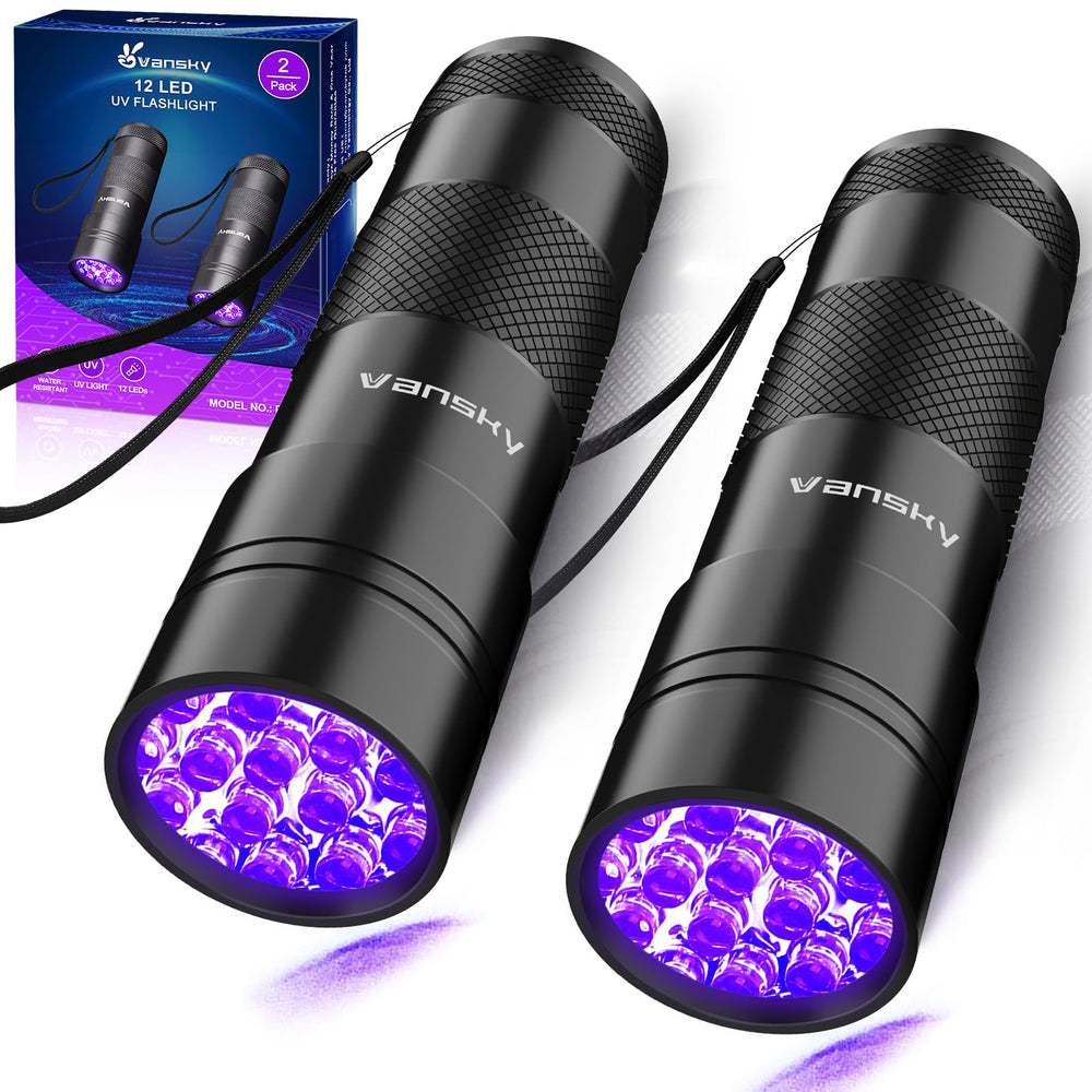 Vansky: linterna UV 395nm de 12 diodos para detectar manchas invisibles.