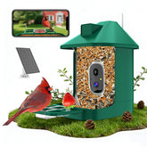 Vatjubi alimentador con camara, vista frontal para vigilar aves en tu jardín