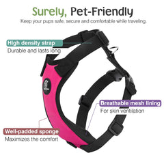 VavoPaw Chaleco de seguridad para perros magenta, ajuste cómodo para viajes prolongados.