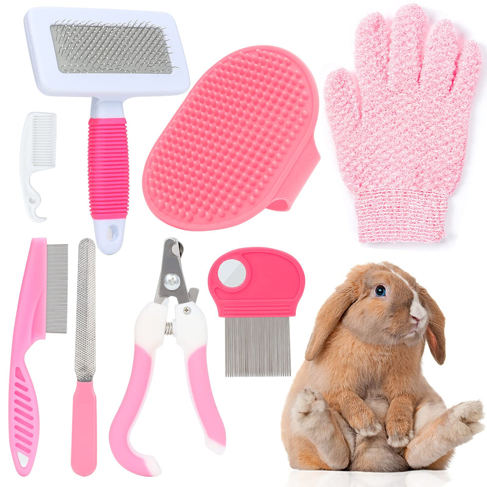 VCZONE kit grooming mascotas pequeñas rosa, cuidado completo del pelaje.