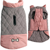 Vecomfy abrigo reversible para perros pequeños, rosa y gris, cálido para invierno