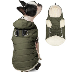 Vecomfy: sudadera para perro con arnés integrado y forro polar, ideal para paseos invernales.