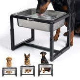 Bebedero alzado de Veehoo en acero inoxidable para perros grandes, alta capacidad.