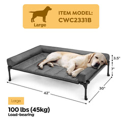 Cama Veehoo con bolster desmontable e impermeable para mayor confort.