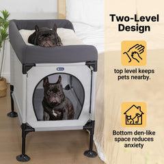 Veehoo cama perro, vista lateral; ideal para compartir entre dos mascotas.