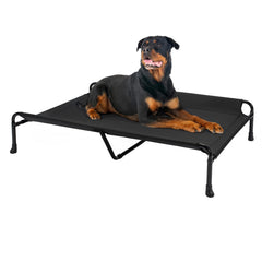 Cama para perros elevada Veehoo de 47x29 pulgadas, diseño cómodo para razas grandes.