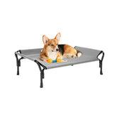 Cama para perros Veehoo elevada con barandilla para descanso seguro y estable.