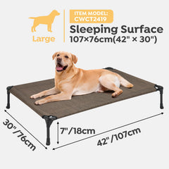 Cama elevada para perros, sin contacto con el suelo, limpieza mejorada.