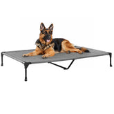 Veehoo cama elevada XL para perros grandes con malla transpirable, descanso fresco al aire libre.