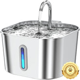 Fuente Vekonn para gatos en acero inoxidable, fácil limpieza y diseño higiénico.