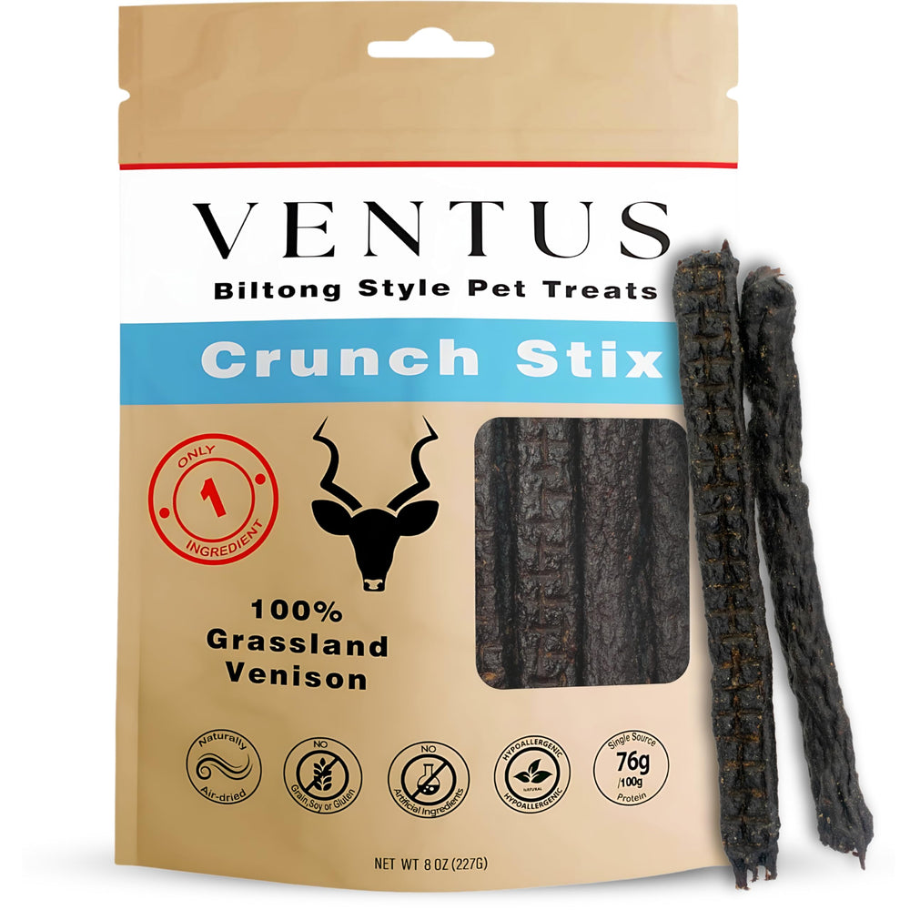 VENTUS: paquete 8oz de venado seco, snack natural para perros.