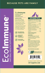 Vet Organics EcoImmune ingredientes naturales respaldando la nutrición.