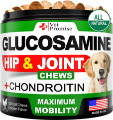 Vet Promise glucosamina-condroitina para perros: masticables que apoyan la movilidad diaria.