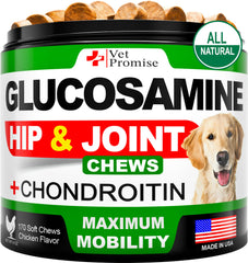Vet Promise Glucosamina para perros: empaque práctico para uso diario.