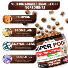 Fórmula cuatro en uno de Vet Promise para digestión, con probióticos y enzimas.