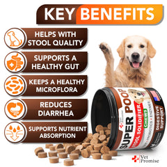 Gomitas Vet Promise Super Poop Probióticos para perros, masticación suave y agradable.