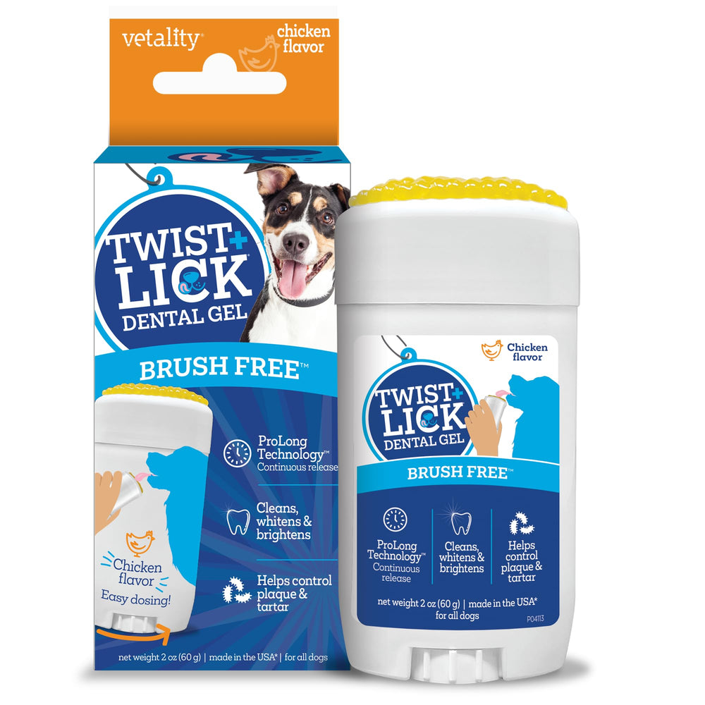 Vetality Twist + Lick gel dental, limpieza diaria de dientes caninos.