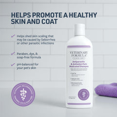 Veterinary Formula Clinical Care champú hidratante para perros, suaviza piel y pelaje.