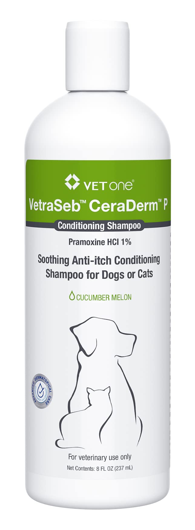 VetOne VetraSeb CeraDerm champú para perros con piel sensible y pelaje suave.