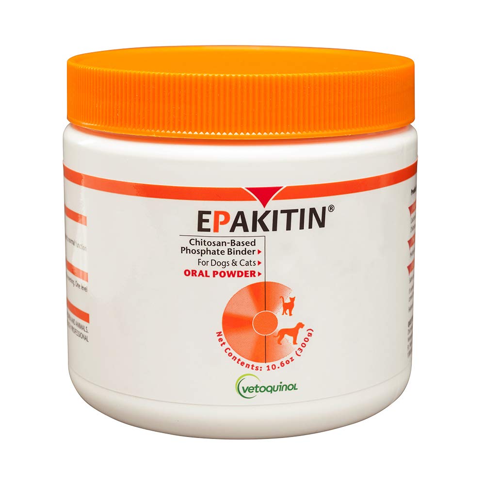 Vetoquinol Epakitin: bote con polvo renal para gestionar el fósforo de la dieta.