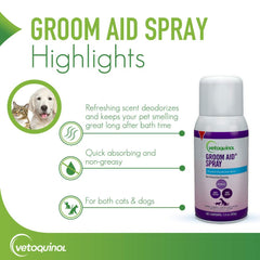 Groom-Aid desodorizante de Vetoquinol mantiene la mascota con olor fresco
