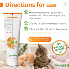 Vetoquinol Laxatone sabor arce, facilita la ingesta del gel.