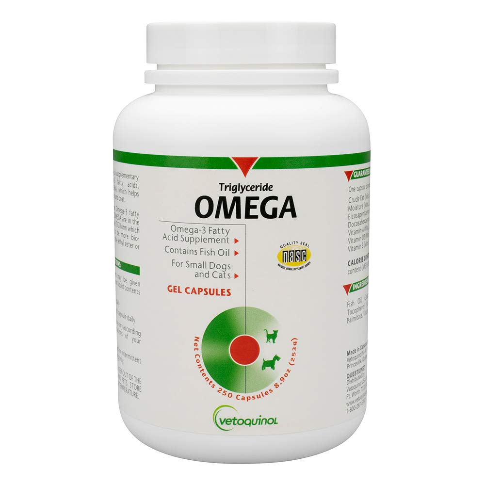 Vetoquinol Omega-3 aceite de pescado para perros y gatos; fuente de EPA y DHA