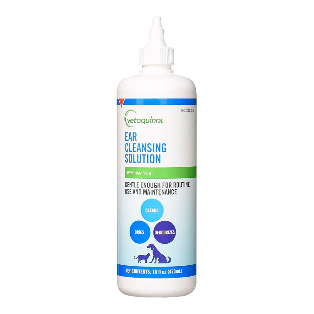 Vetoquinol solución limpiadora de orejas para perros y gatos, botella de 16 oz.