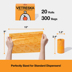 Bolsas con diseño naranja de VETRESKA para recogida rápida y aroma suave