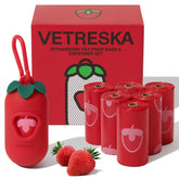 VETRESKA dispensador de bolsas heces fresa roja, perfecto para paseos.