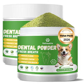 Vetriuntrix Polvo Dental para Perros, frasco vertido, mejora frescura bucal diaria.