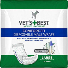 Vet's Best Comfort Fit, pañales desechables para perro macho grande, ajuste cómodo en la cintura.