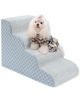 Escalera Vfrog para perros curvada, 4 escalones, facilita subir al sofá con menor esfuerzo.