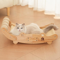 Rascador Vigormar de sisal grande en madera natural para rascar y descansar.