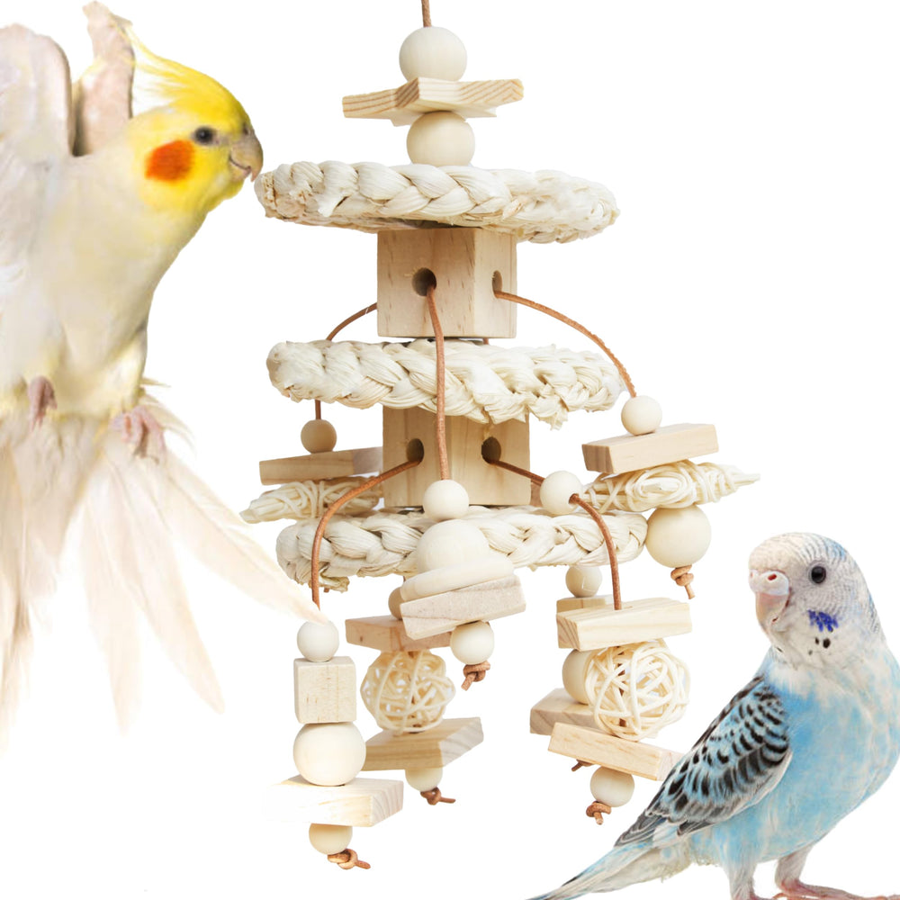 Juguete natural de Vildroohowl para aves pequeños estimulando juego