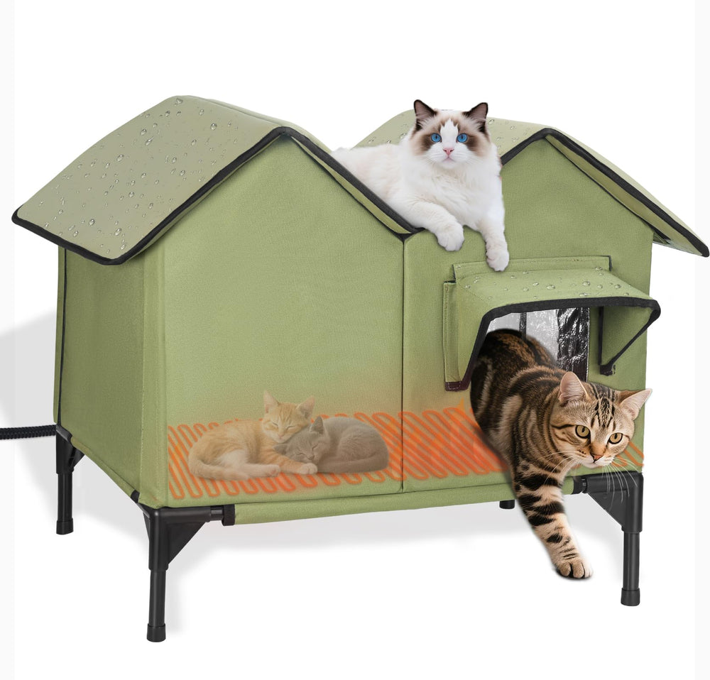 Casa Vilrak para gatos exterior con techo impermeable y refugio cálido para clima frío
