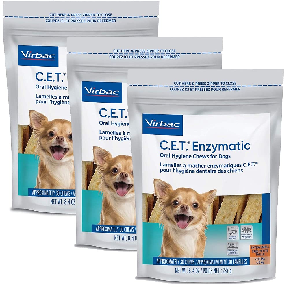Virbac C.E.T. chuches enzimáticas para perros pequeños, envase visible para higiene oral