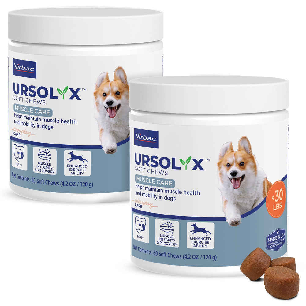 Virbac URSOLYX masticables en empaque práctico para perros, favorece la movilidad diaria.