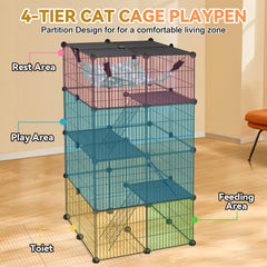 VISCOO catio para gatos interior y exterior con puertas múltiples para interacción fácil.