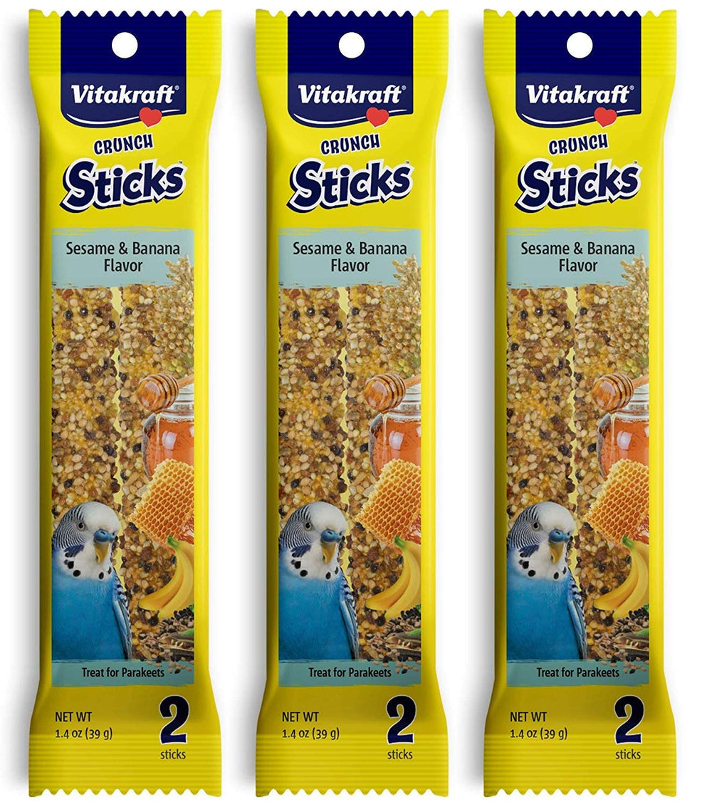 Vitakraft Banana Sticks para periquitos, embalaje práctico para guardar y usar en casa.