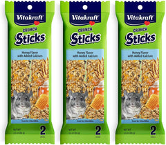 Vitakraft tres-pack palitos crujientes miel calcio, ideal para complementar minerales en roedores y chinchillas
