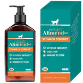 Vitalize Alimend K9 muestra la botella y el vertido para dosificar el suplemento.