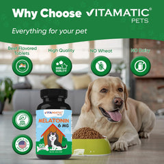 Vitamatic Melatonina para perros: envase frontal mostrando las tabletas