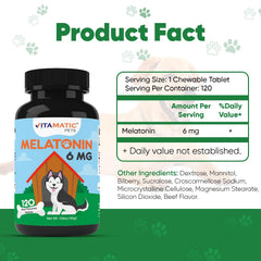 Vitamatic Melatonina para perros: tabletas sabor carne para tranquilidad nocturna