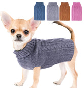 Viunimo suéter para perro pequeño con cuello alto gris, ideal para paseos fríos.