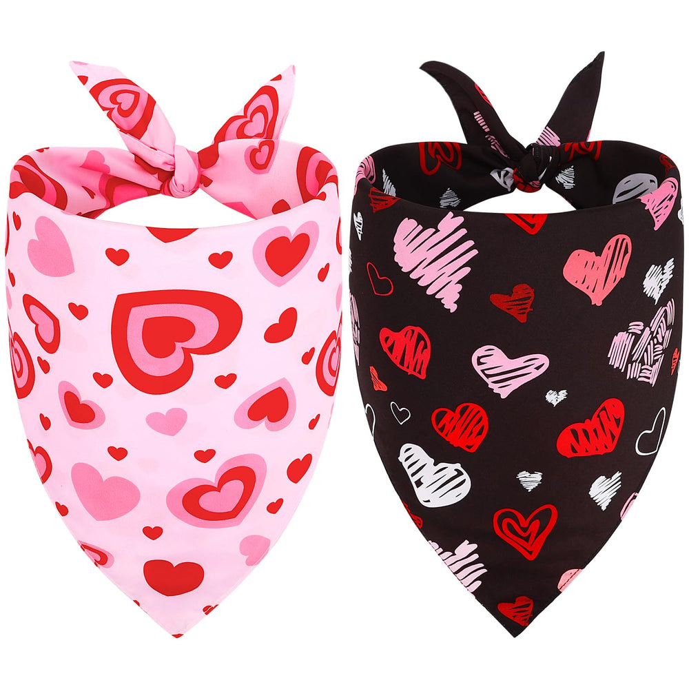 Bandana Vivifying para perro con corazones en triángulo, reversible para fotos festivas