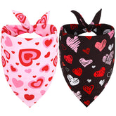 Bandana Vivifying para perro con corazones en triángulo, reversible para fotos festivas