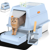 Vivifying caja de arena de acero inoxidable con entrada frontal para gatos grandes
